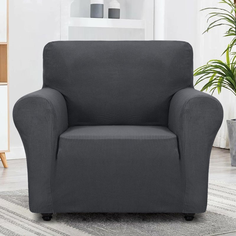 ZNSAYOTX Super Stretch Chair Slipcover Universal Sofa Chair Covers for Living Room Dogs Pet Furniture Protector Spandex Armchair Slipcovers with Anti Slip Foam Sticks (Dark Grey, Chair) - Image 5